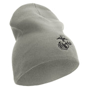 US Marine Corps Seal Symbol Embroidered 8 Inch Short Beanie Made in USA - Dk-Ash OSFM
