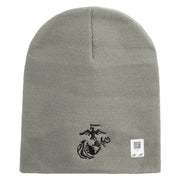 US Marine Corps Seal Symbol Embroidered 8 Inch Short Beanie Made in USA - Dk-Ash OSFM
