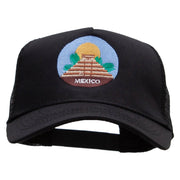 Maya Pyramid Embroidered Twill 5 panel Mesh Back Cap - Black OSFM