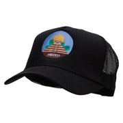 Maya Pyramid Embroidered Twill 5 panel Mesh Back Cap - Black OSFM