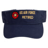 US Air Forces Retired Embroidered Pro Style Cotton Twill Washed Visor - Navy OSFM