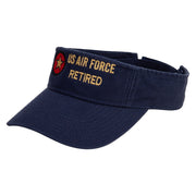 US Air Forces Retired Embroidered Pro Style Cotton Twill Washed Visor - Navy OSFM