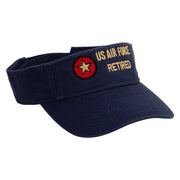 US Air Forces Retired Embroidered Pro Style Cotton Twill Washed Visor - Navy OSFM