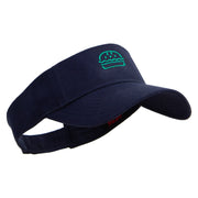 Green Hamburger Icon Embroidered Cotton Twill Sun Visor - Navy OSFM