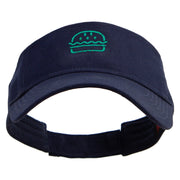 Green Hamburger Icon Embroidered Cotton Twill Sun Visor - Navy OSFM