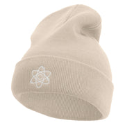 Atom Logo Embroidered 12 Inch Long Knitted Beanie - Birch OSFM