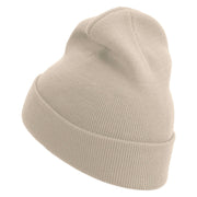 Atom Logo Embroidered 12 Inch Long Knitted Beanie - Birch OSFM