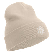 Atom Logo Embroidered 12 Inch Long Knitted Beanie - Birch OSFM