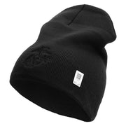 US Marine Corps Seal Symbol Embroidered 8 Inch Short Beanie Made in USA - Black OSFM
