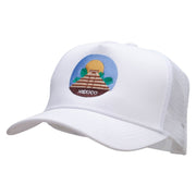 Maya Pyramid Embroidered Twill 5 panel Mesh Back Cap - White OSFM