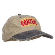 Caution Zombie Ahead Embroidered Dyed Washed Cap