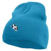 Cute Cow Icon Embroidered 8 Inch Short Beanie - Aqua OSFM