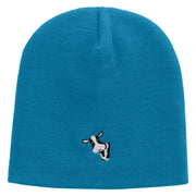 Cute Cow Icon Embroidered 8 Inch Short Beanie - Aqua OSFM