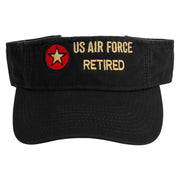 US Air Forces Retired Embroidered Pro Style Cotton Twill Washed Visor - Black OSFM