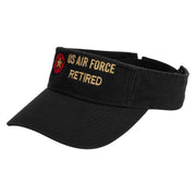 US Air Forces Retired Embroidered Pro Style Cotton Twill Washed Visor - Black OSFM