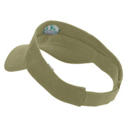 Green Hamburger Icon Embroidered Cotton Twill Sun Visor - Khaki OSFM