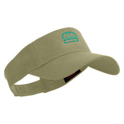 Green Hamburger Icon Embroidered Cotton Twill Sun Visor - Khaki OSFM