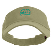 Green Hamburger Icon Embroidered Cotton Twill Sun Visor - Khaki OSFM