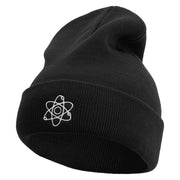 Atom Logo Embroidered 12 Inch Long Knitted Beanie - Black OSFM