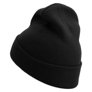 Atom Logo Embroidered 12 Inch Long Knitted Beanie - Black OSFM