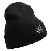 Atom Logo Embroidered 12 Inch Long Knitted Beanie - Black OSFM