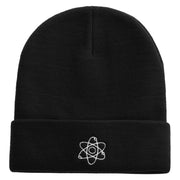 Atom Logo Embroidered 12 Inch Long Knitted Beanie - Black OSFM