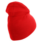 US Marine Corps Seal Symbol Embroidered 8 Inch Short Beanie Made in USA - Red OSFM