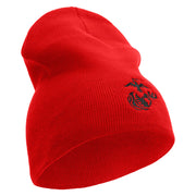 US Marine Corps Seal Symbol Embroidered 8 Inch Short Beanie Made in USA - Red OSFM