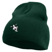 Cute Cow Icon Embroidered 8 Inch Short Beanie - Dk-Green OSFM