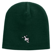 Cute Cow Icon Embroidered 8 Inch Short Beanie - Dk-Green OSFM