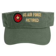 US Air Forces Retired Embroidered Pro Style Cotton Twill Washed Visor - Olive OSFM