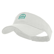 Green Hamburger Icon Embroidered Cotton Twill Sun Visor - White OSFM