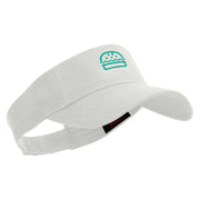 Green Hamburger Icon Embroidered Cotton Twill Sun Visor - White OSFM