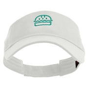 Green Hamburger Icon Embroidered Cotton Twill Sun Visor - White OSFM