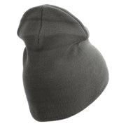 US Marine Corps Seal Symbol Embroidered 8 Inch Short Beanie Made in USA - Charcoal OSFM