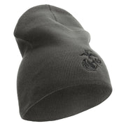 US Marine Corps Seal Symbol Embroidered 8 Inch Short Beanie Made in USA - Charcoal OSFM
