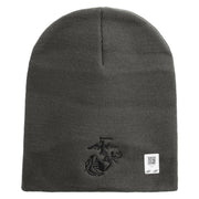 US Marine Corps Seal Symbol Embroidered 8 Inch Short Beanie Made in USA - Charcoal OSFM