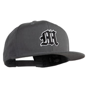 Old English Black M Patched 6 Panels Round Bill Cap - Dark Grey OSFM