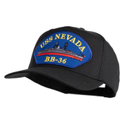 USS Nevada BB 36 Blue Patched Solid Cotton Twill 5 Panel Prostyle Snap Cap - Black OSFM