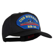 USS Nevada BB 36 Blue Patched Solid Cotton Twill 5 Panel Prostyle Snap Cap - Black OSFM