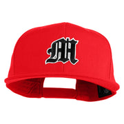Old English Black M Patched 6 Panels Round Bill Cap - Red OSFM