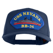 USS Nevada BB 36 Blue Patched Solid Cotton Twill 5 Panel Prostyle Snap Cap - Navy OSFM