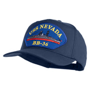 USS Nevada BB 36 Blue Patched Solid Cotton Twill 5 Panel Prostyle Snap Cap - Navy OSFM