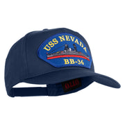 USS Nevada BB 36 Blue Patched Solid Cotton Twill 5 Panel Prostyle Snap Cap - Navy OSFM
