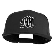 Old English Black M Patched 6 Panels Round Bill Cap - Black OSFM
