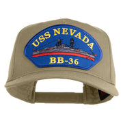 USS Nevada BB 36 Blue Patched Solid Cotton Twill 5 Panel Prostyle Snap Cap - Khaki OSFM