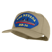 USS Nevada BB 36 Blue Patched Solid Cotton Twill 5 Panel Prostyle Snap Cap - Khaki OSFM