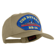 USS Nevada BB 36 Blue Patched Solid Cotton Twill 5 Panel Prostyle Snap Cap - Khaki OSFM
