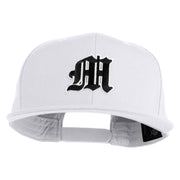 Old English Black M Patched 6 Panels Round Bill Cap - White OSFM