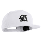 Old English Black M Patched 6 Panels Round Bill Cap - White OSFM